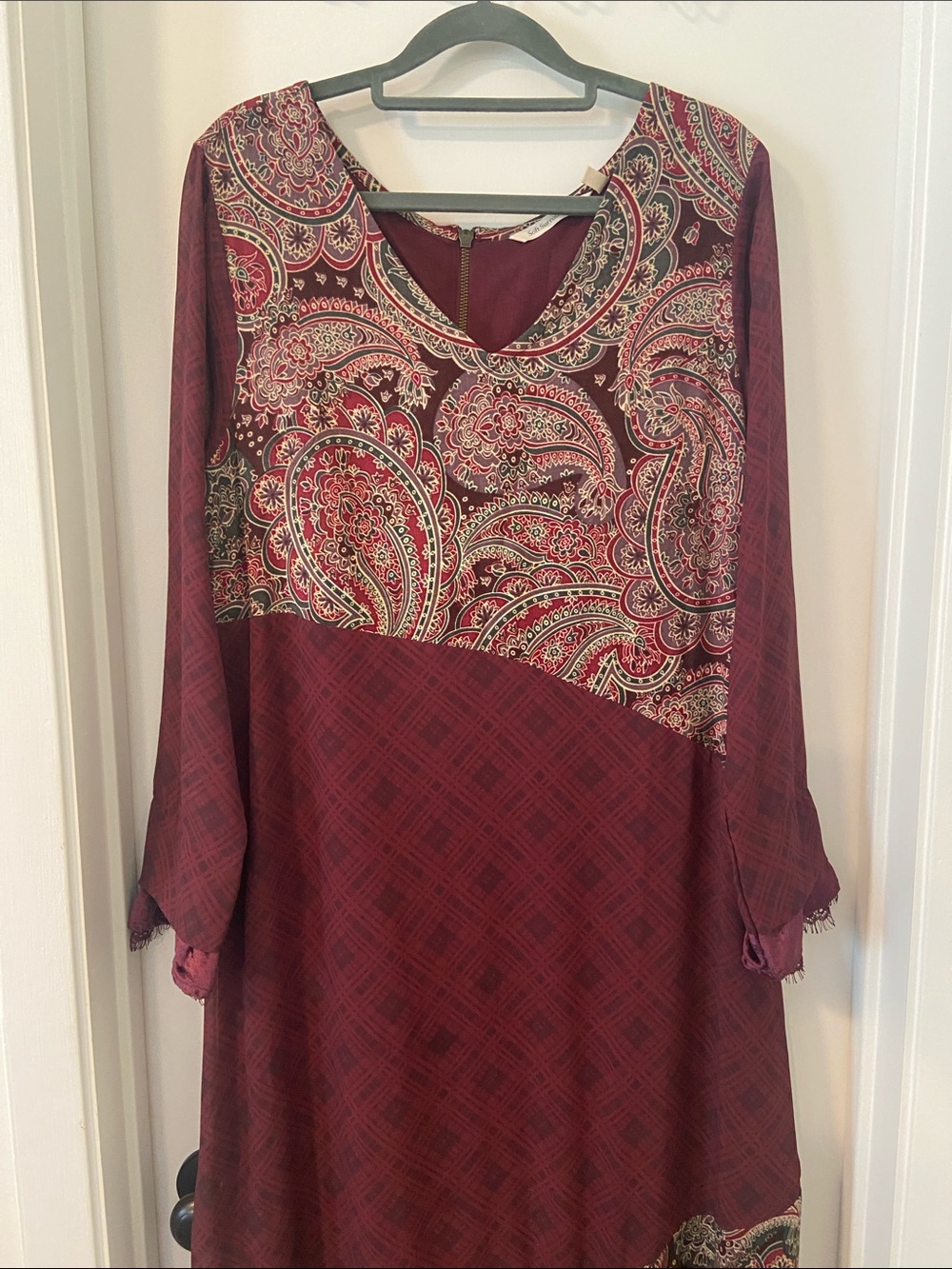 Soft Surroundings LIKE NEW maxi long sleeve mixed media multi print artsy dress - Picture 5 of 11